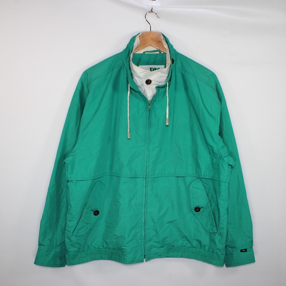 London Fog Windbreaker Jacket Medium Teal Vintage Preppy Style 90s Sailing