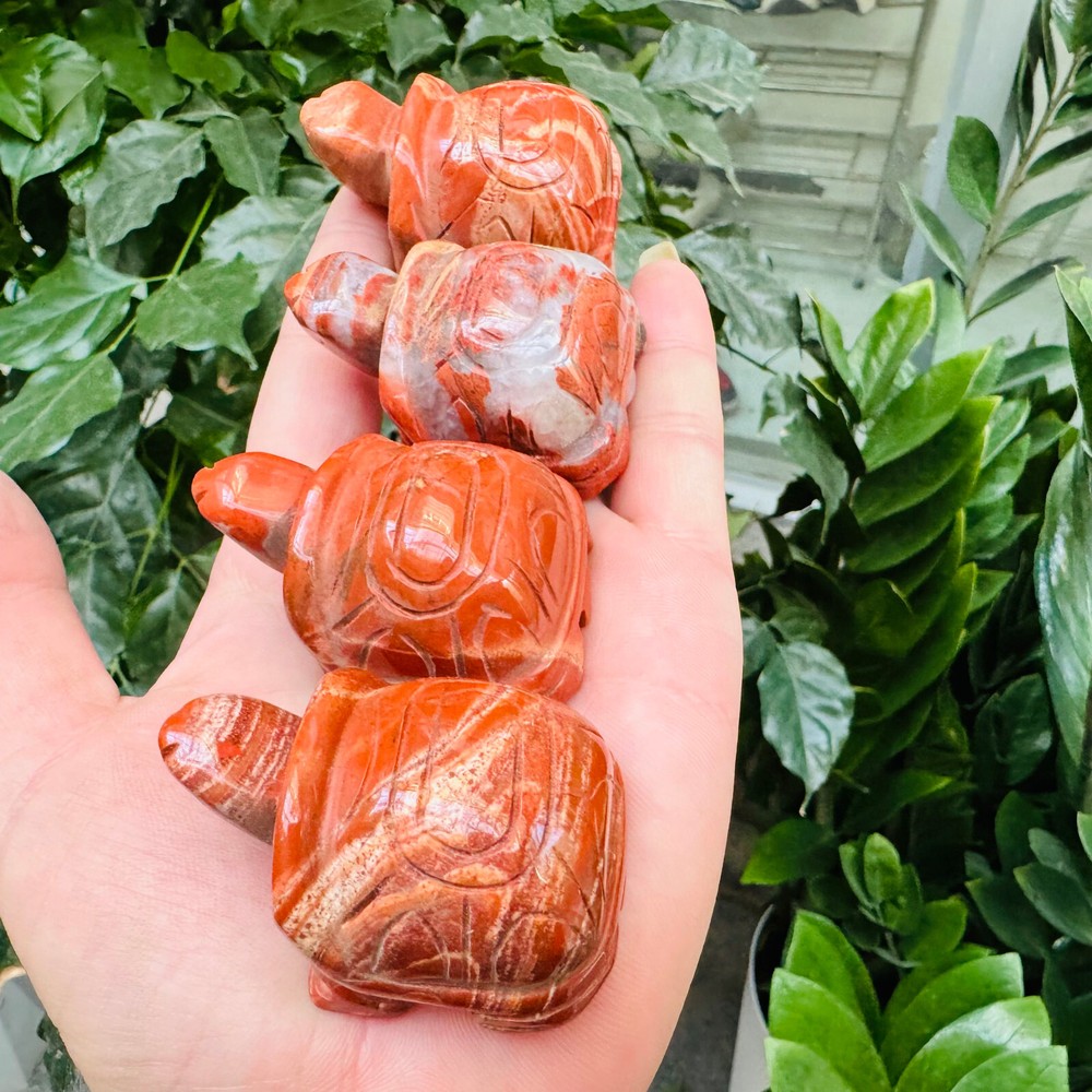 1pc Natural Red jasper turtle crystal sculpted energy decoration