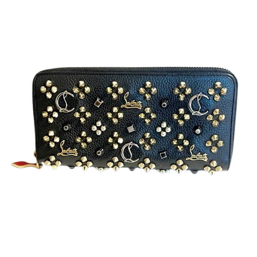 Christian Louboutin Rockstud Round Zip Long Wallet in Panettone Black