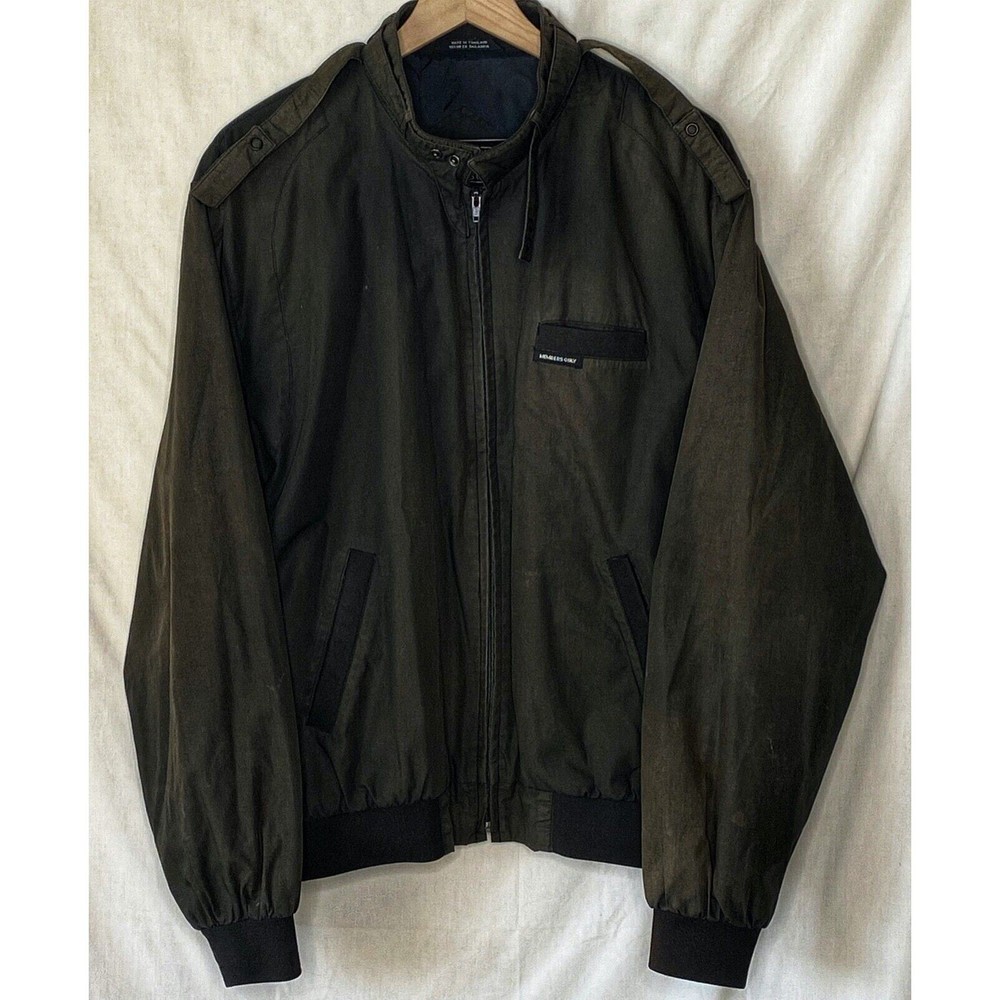Members Only Classic Racer Jacket Large Long Windbreaker with Shoulder Straps-image