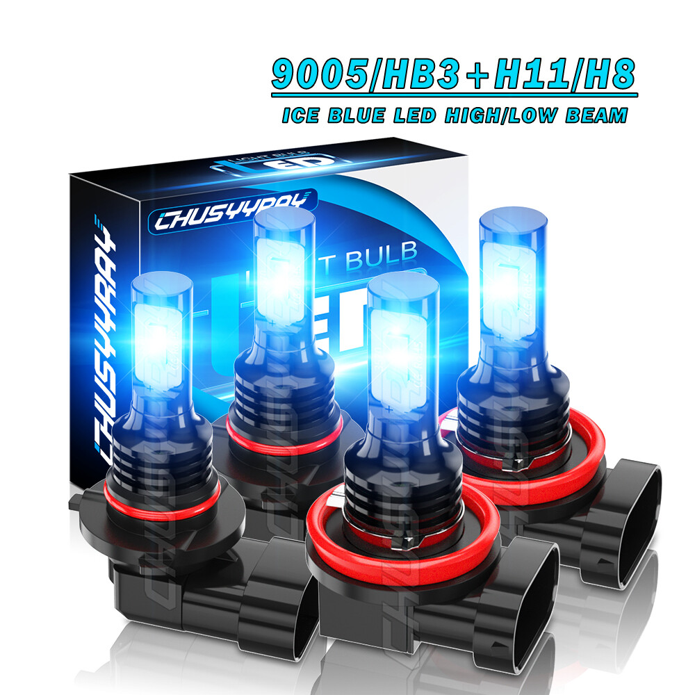 9005 H11 LED Headlight Bulbs 8000K Ice Blue High Low Beam Super Bright
