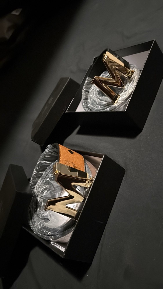 High Quality Leather MCM Belt Cut to Size Men's, Available in Black and Brown