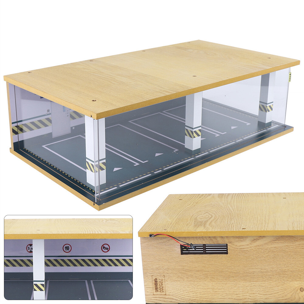 Display Case for Cars Acylic Cover and LED Lighting for 1/24 Scale Diecast Car