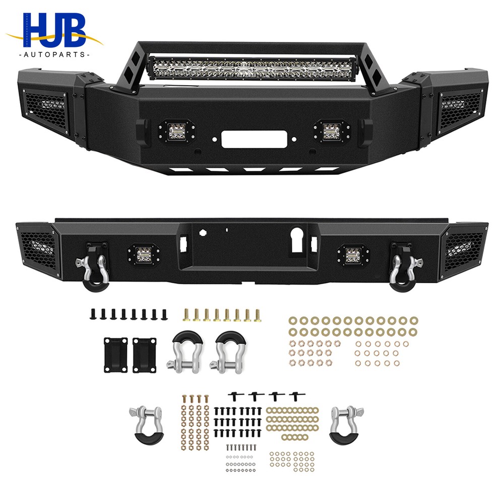 Texture Front Rear Bumper W/Winch Plate D-Rings Lights For 2018-2020 Ford F150