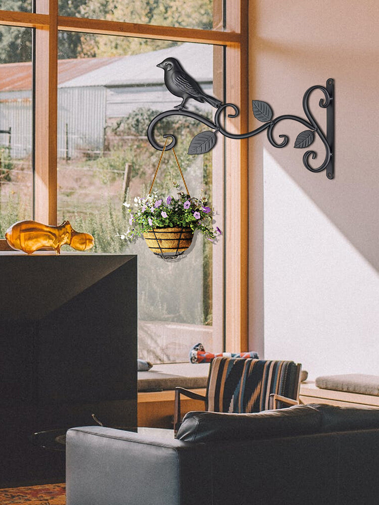 Heavy Duty Metal Hanging Basket Brackets Garden Plant Hanger Hook Wall Decor