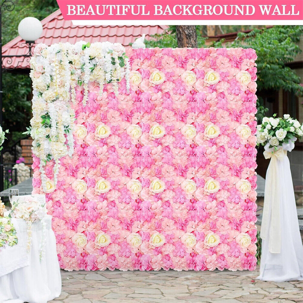6 Pcs Flower Panels Artificial Flowers Wall Home Decor Wedding Party Background