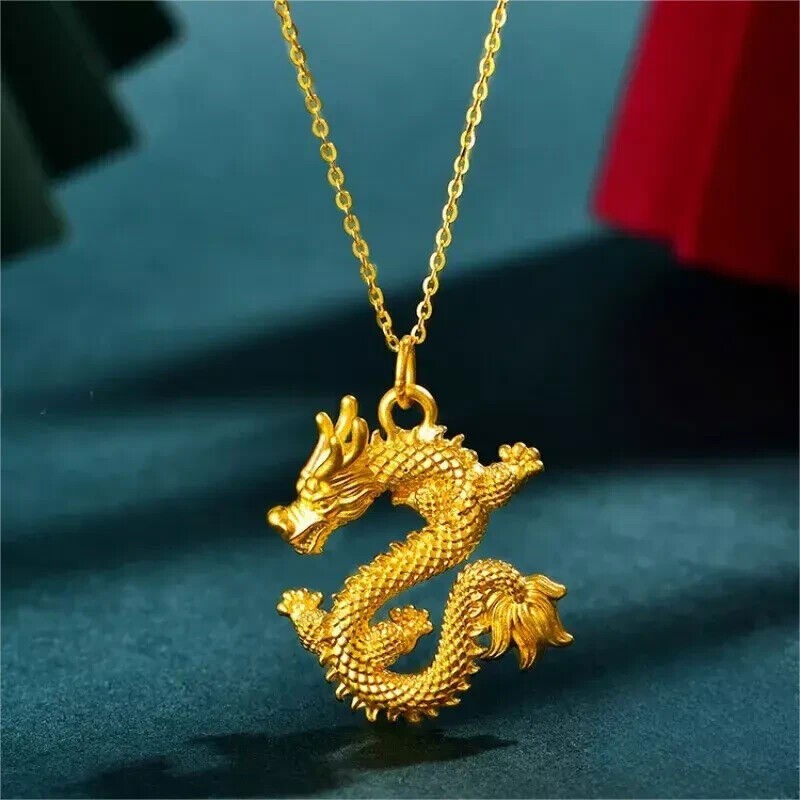 Pure 999 24K Yellow Gold Women Men  Dragon Charm Pendant 0.94--1.07g
