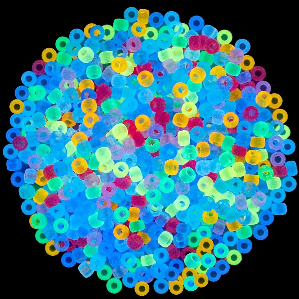 1000Pcs Glow in The Dark Pony Beads 9mm Small, - 9 Color