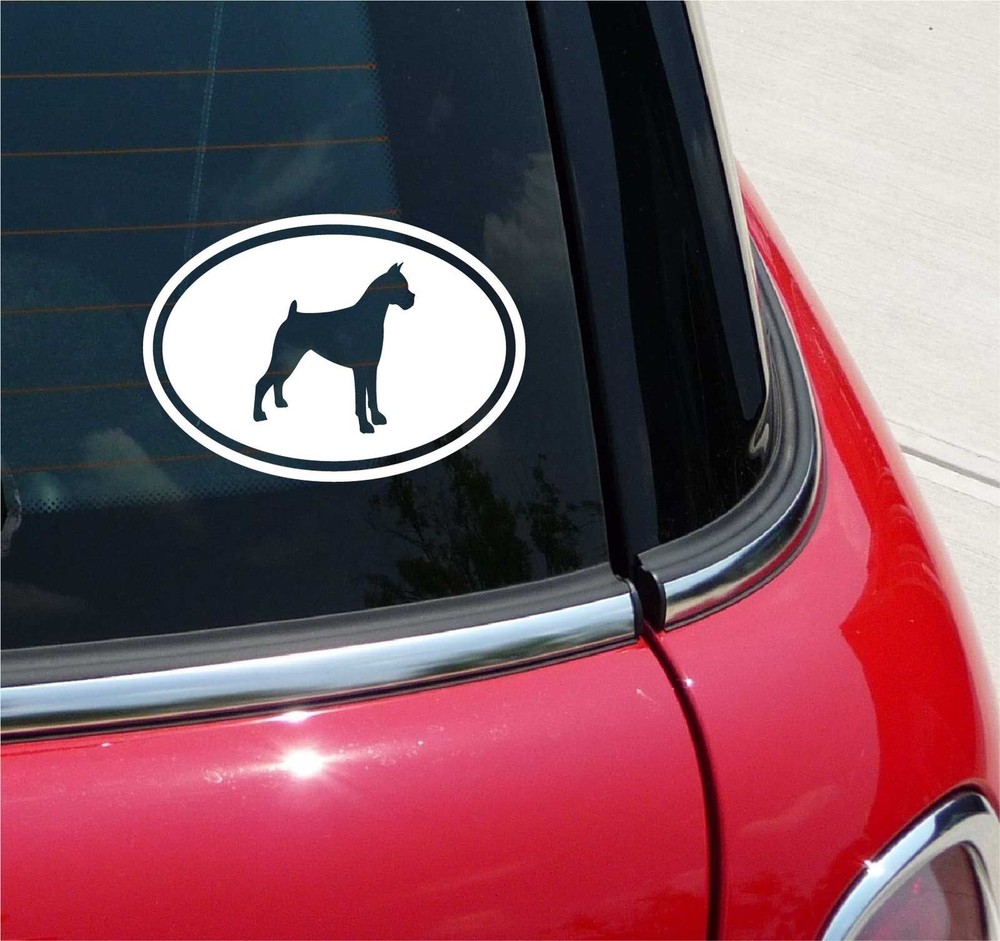 Euro Boxer Dog Graphic Decal Sticker Car Wall Oval NOT Two Colors