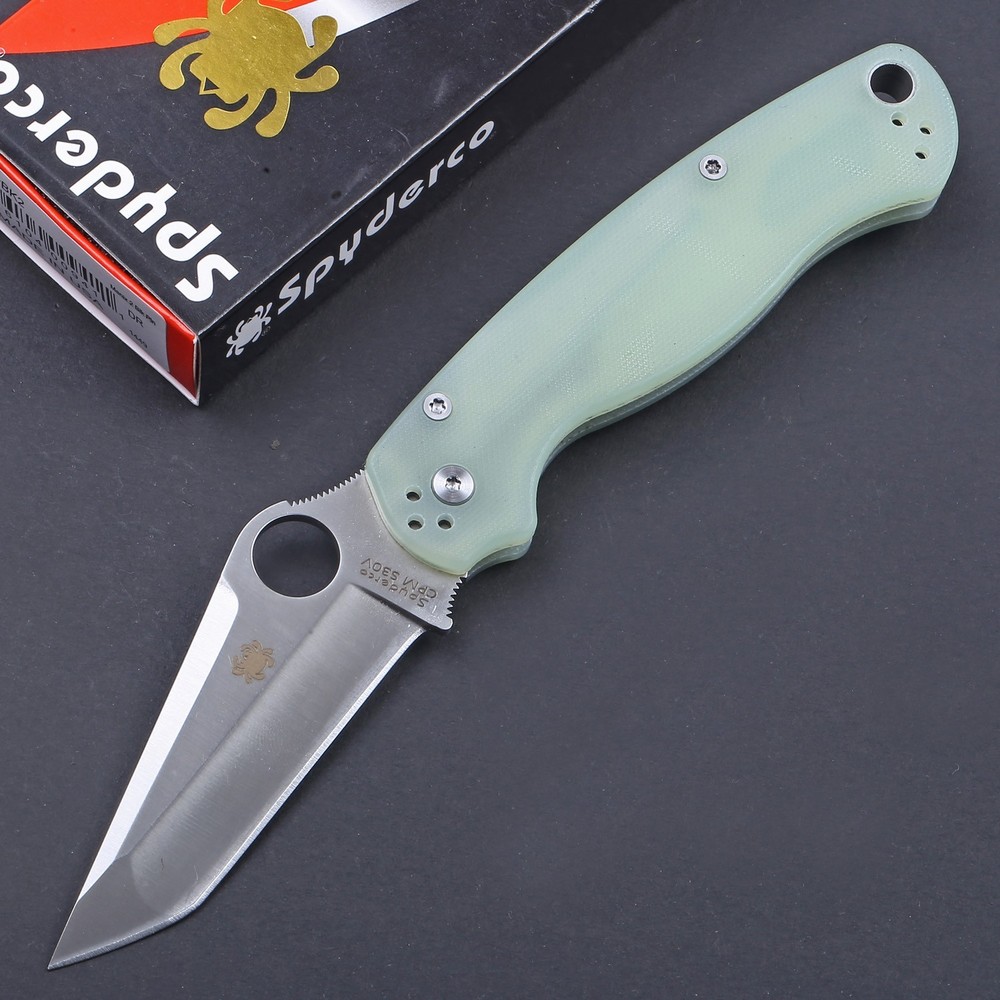 Transparent G10 Tanto Lockback Folding Pocket Knife with Stainless Steel Blade