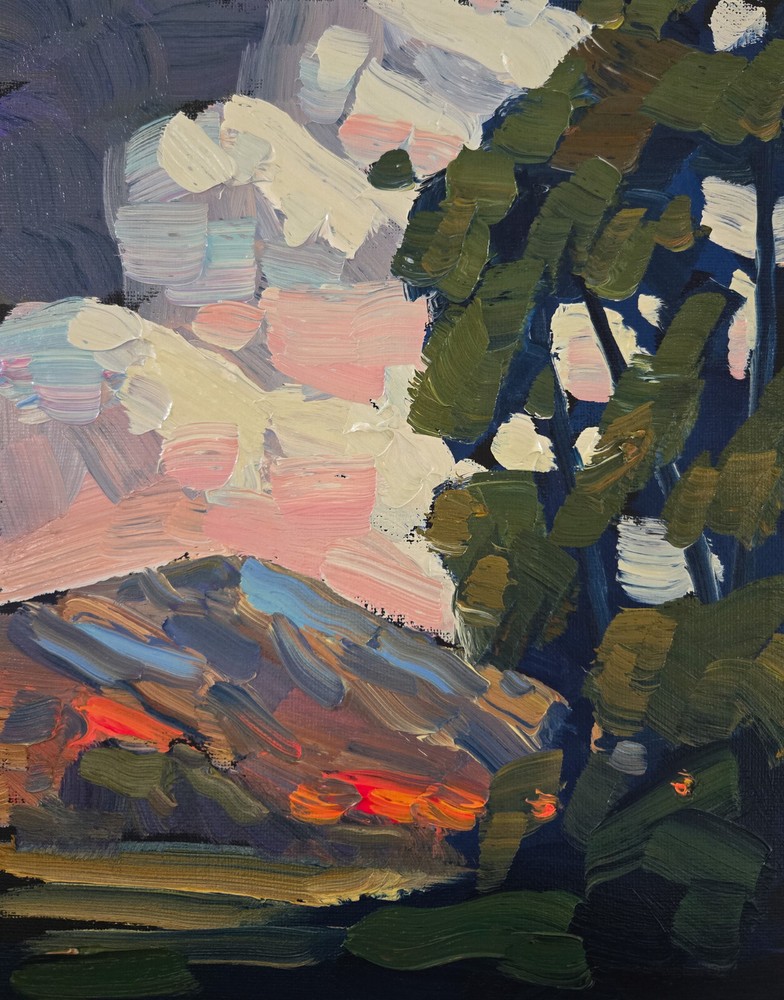 Original Art Thick Paint Impressionism West Landscape Hawkins Clouds Oil Canvas