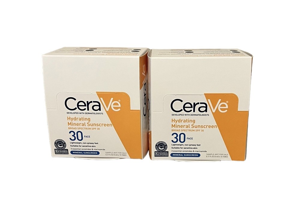 Cerave Hydrating Mineral Sunscreen SPF 30 Pack of 30 Samples 0.17oz Exp 10/25