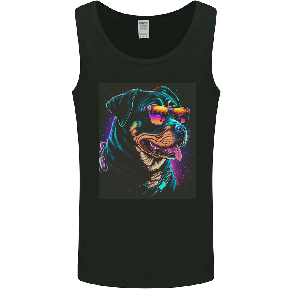 A Cool Rottweiler With Glasses Dog Mens Vest Tank Top