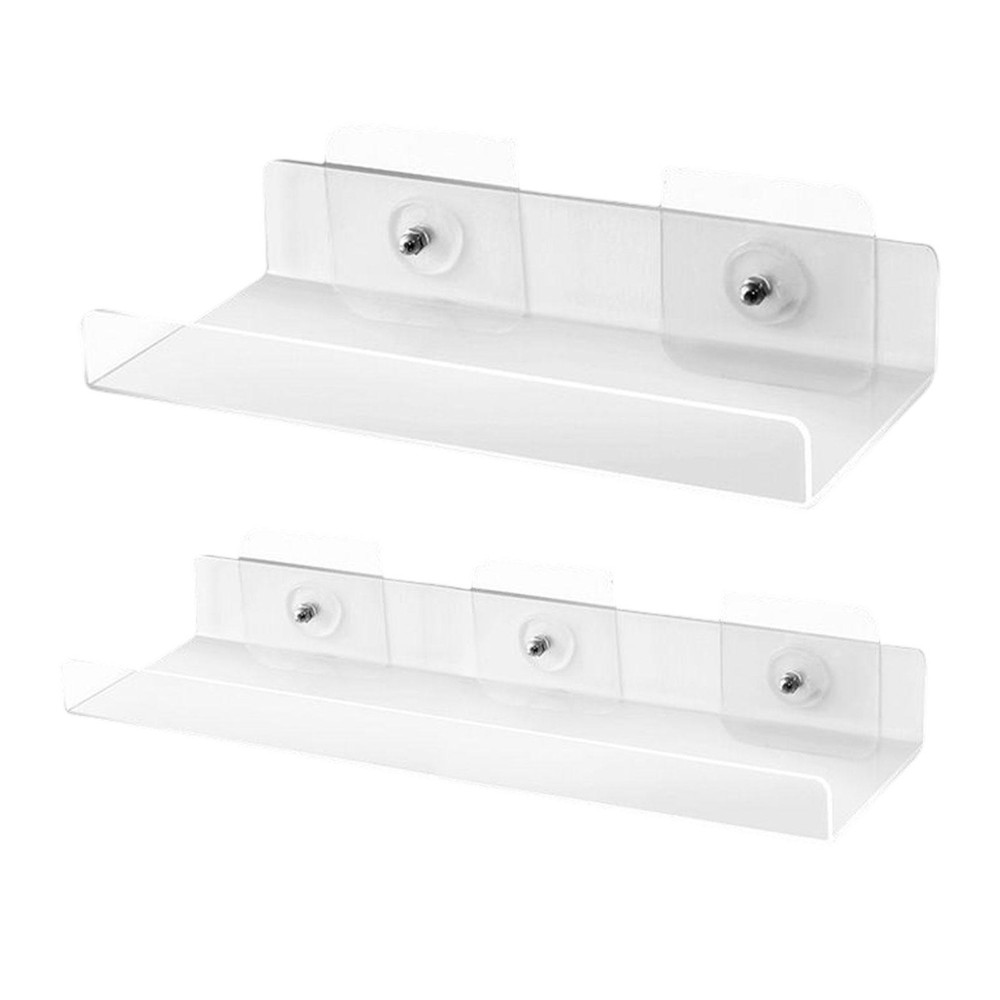 1* Acrylic Shelves,Acrylic Bathroom Shelves No Drill,Adhesive Acrylic Wall Shelf