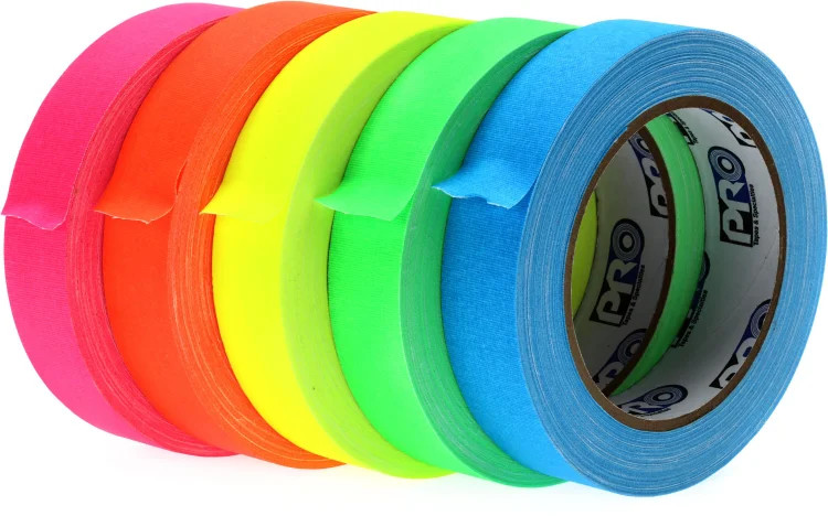 Pro Tapes Pro Spike Stack 1-inch Gaffers Tape - Fluorescent Assortment (5-pack)