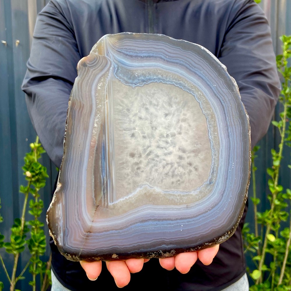 Natural 1.6LB Agate Geode Slab Quartz Crystal Mineral Specimen for Reiki