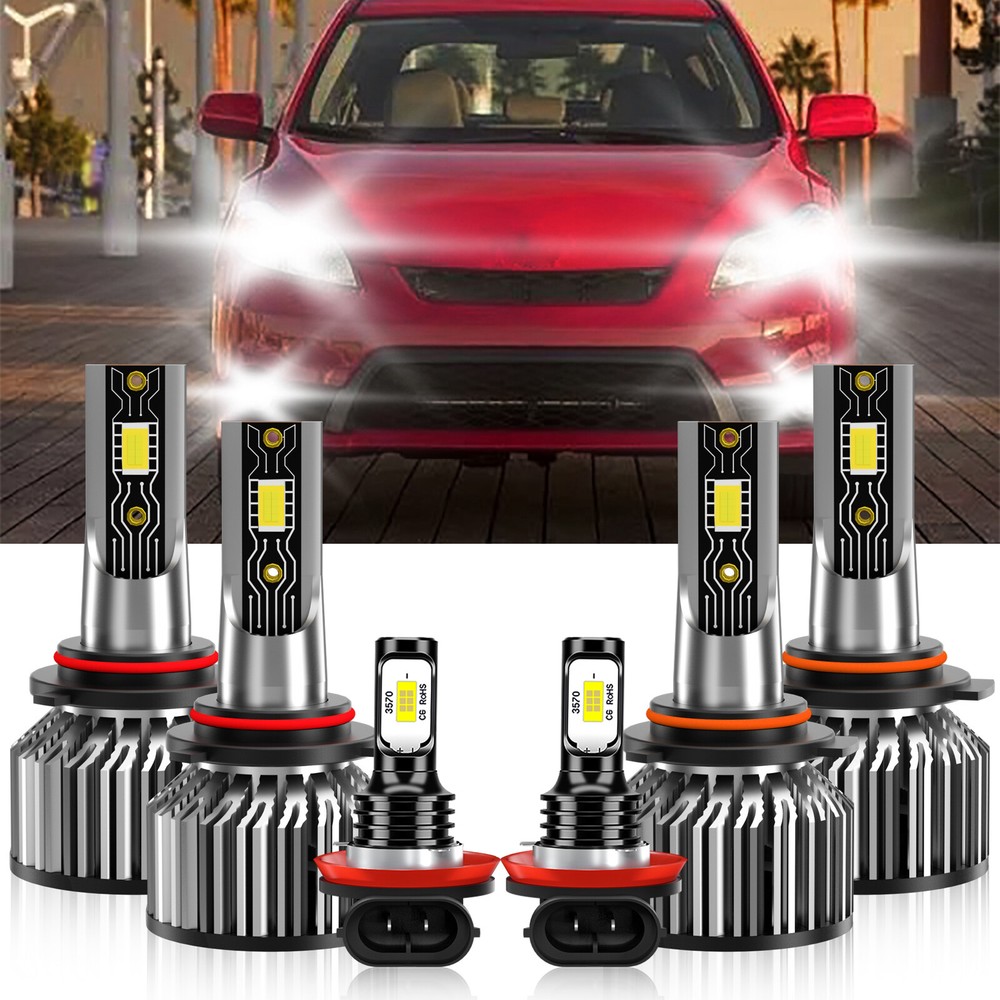 6x LED Headlight Bulbs Combo Fog Light 6500K kit For Toyota Matrix 2009-2014