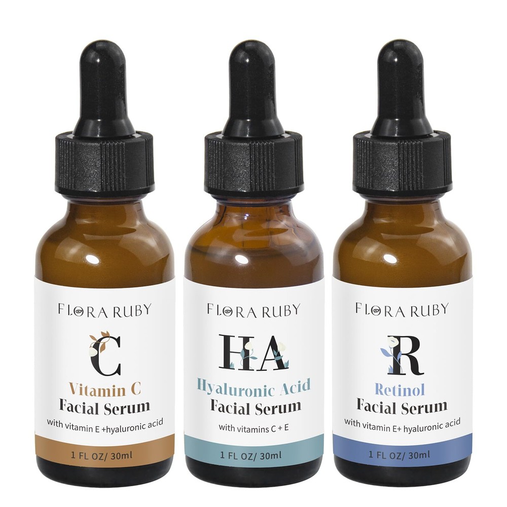 Vitamin C Serum, Retinol Serum & Hyaluronic Acid Serum for Face Skin Care Set...