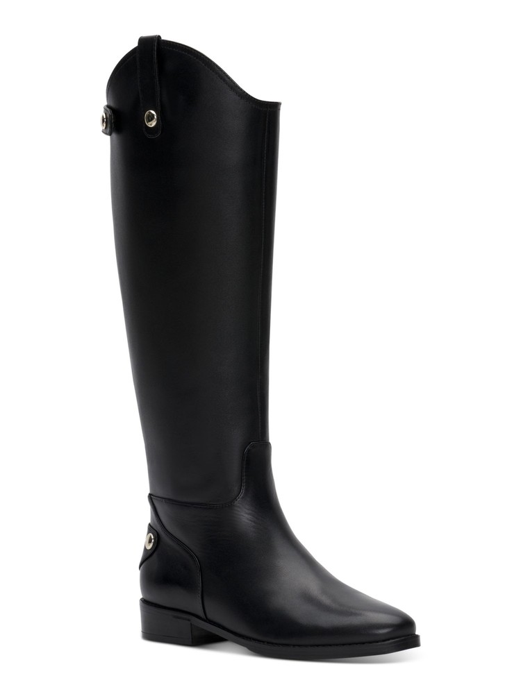INC Womens Black Pull Tabs Snap Aleah Leather Riding Boot 7.5 M