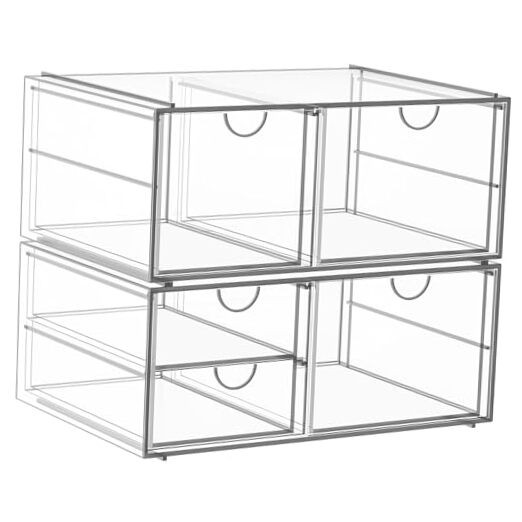 Arcylic Makeup Organzier with 5 Drawers, Clear Stackable Storage Drawers,