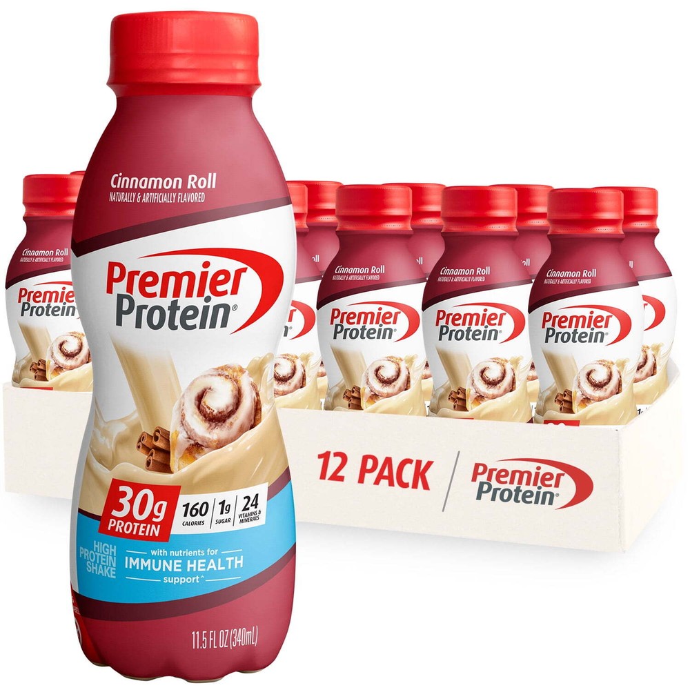 Premier Protein Shake Cinnamon Roll 30 G Protein 11.5 Fl Oz 12 Ct 50% Calcium