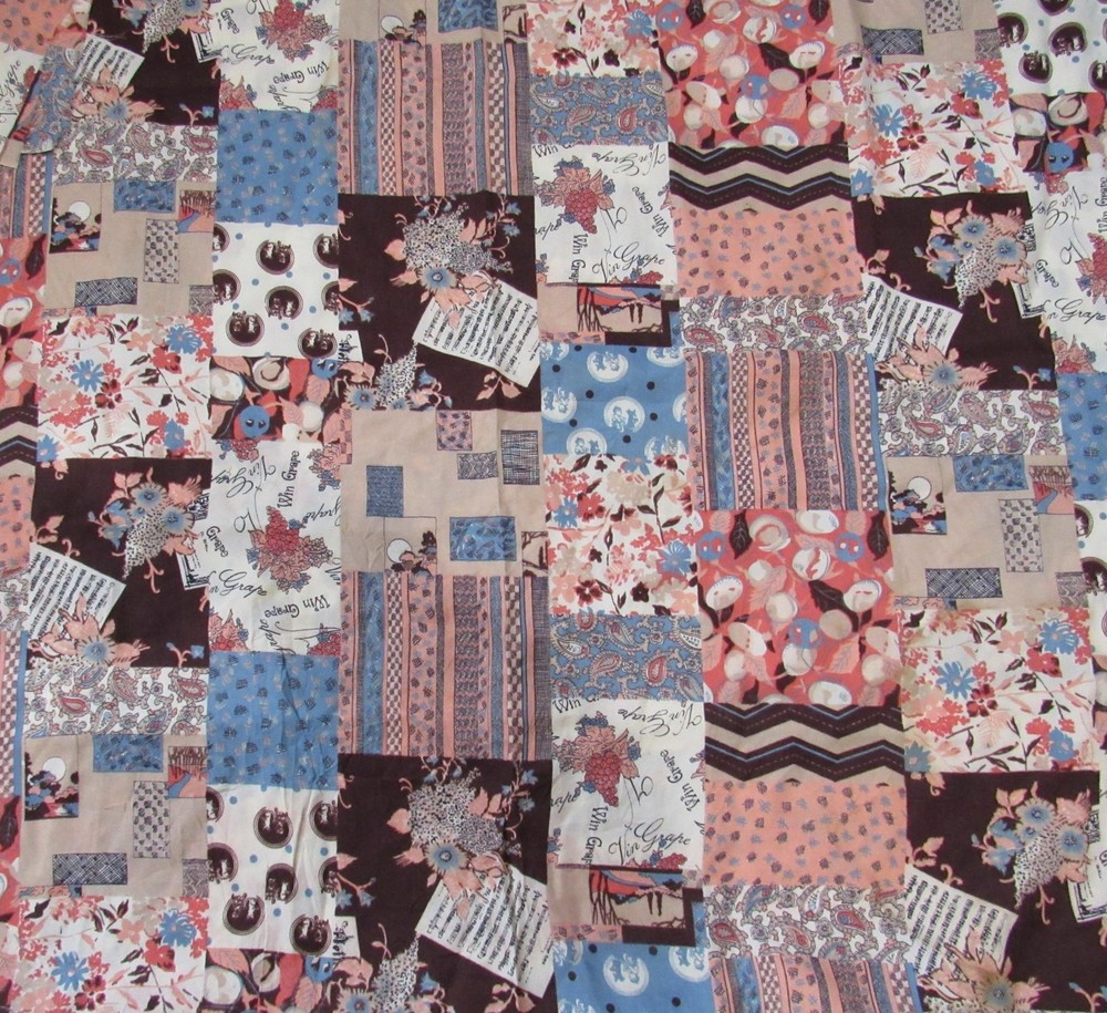 2 yards 44-inch vintage rayon crepe boho patchwork fabric for dresses