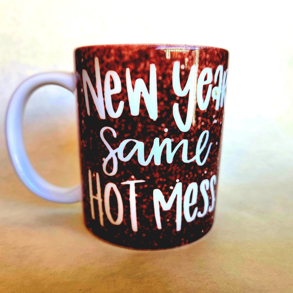 Handmade- New Years- Gift coffee mug - New Me Same Hot Mess - Dishwasher Safe-image
