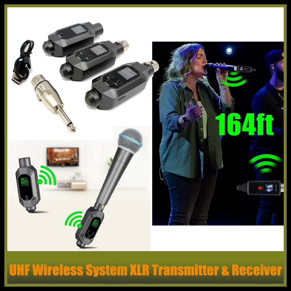 Set UHF Wireless System XLR Transmitter & Receiver for Speaker Microphone Karaok