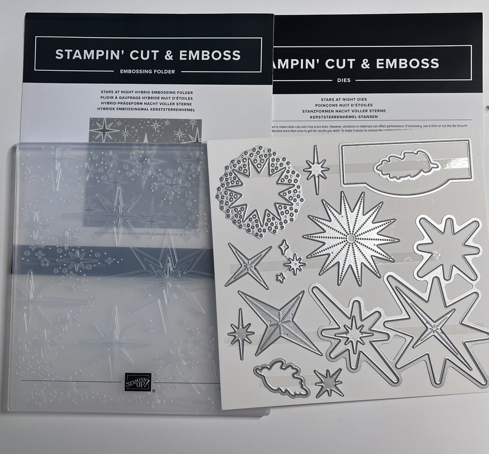 Stampin' Up! STARS AT NIGHT Holiday Hybrid Dies and Embossing Folder - Brand New