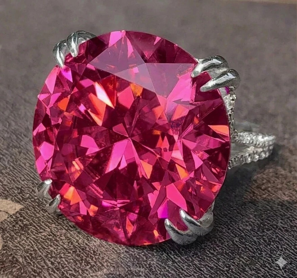 RARE 19.70 Ct Certified Pink Treated Diamond Solitaire Ring, FREE Diamond Studs