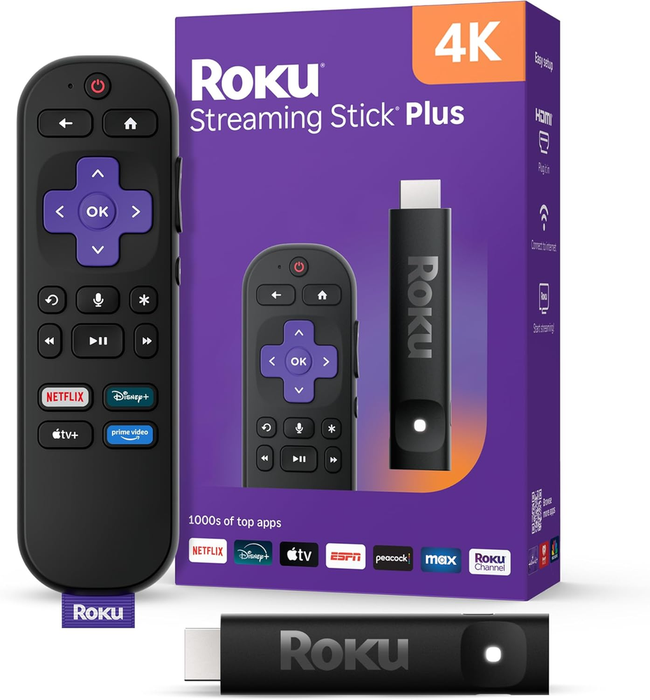 Roku Streaming Stick plus 2025 - 4K & HDR Roku Streaming Device for TV with Voic