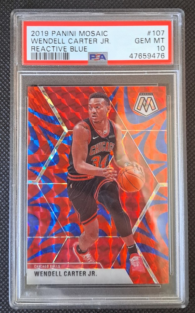 WENDELL CARTER JR. 2019-20 PANINI MOSAIC REACTIVE BLUE CARD #107  PSA 10