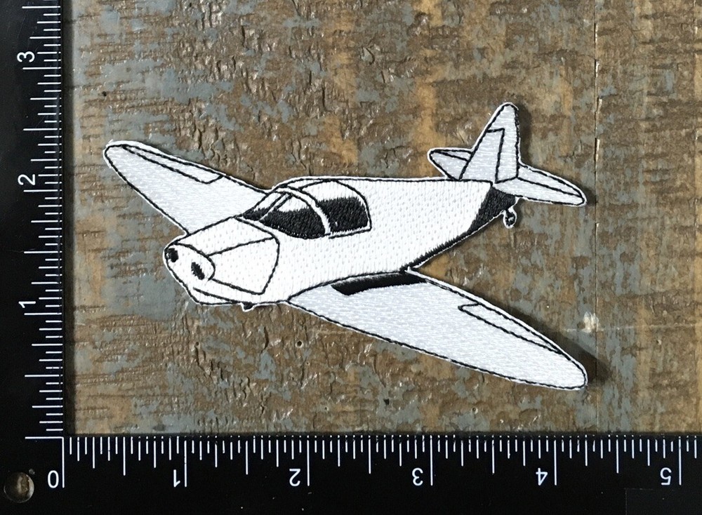 Vintage Airplane Aviation Embroidered Iron-On Patch in White and Black
