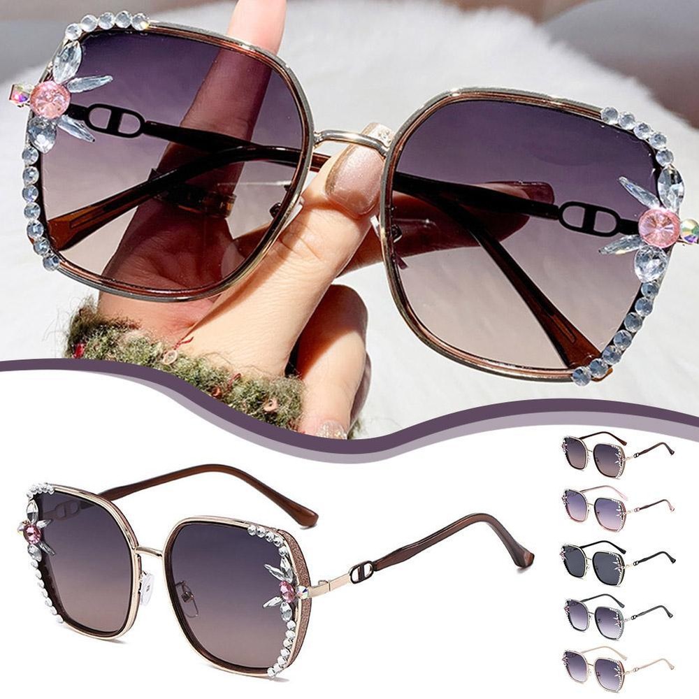 Fashion Square Designer Women Sunglasses with Crystal Shiny Decoration GXC