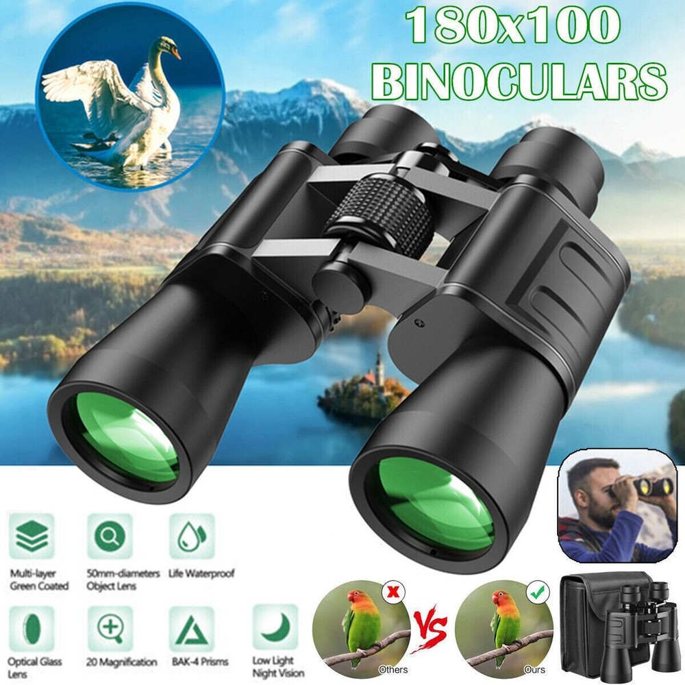 NEW 180x100 30x60 HD High Power Binoculars Day/Low Night Zoom +Telescope Bag USA
