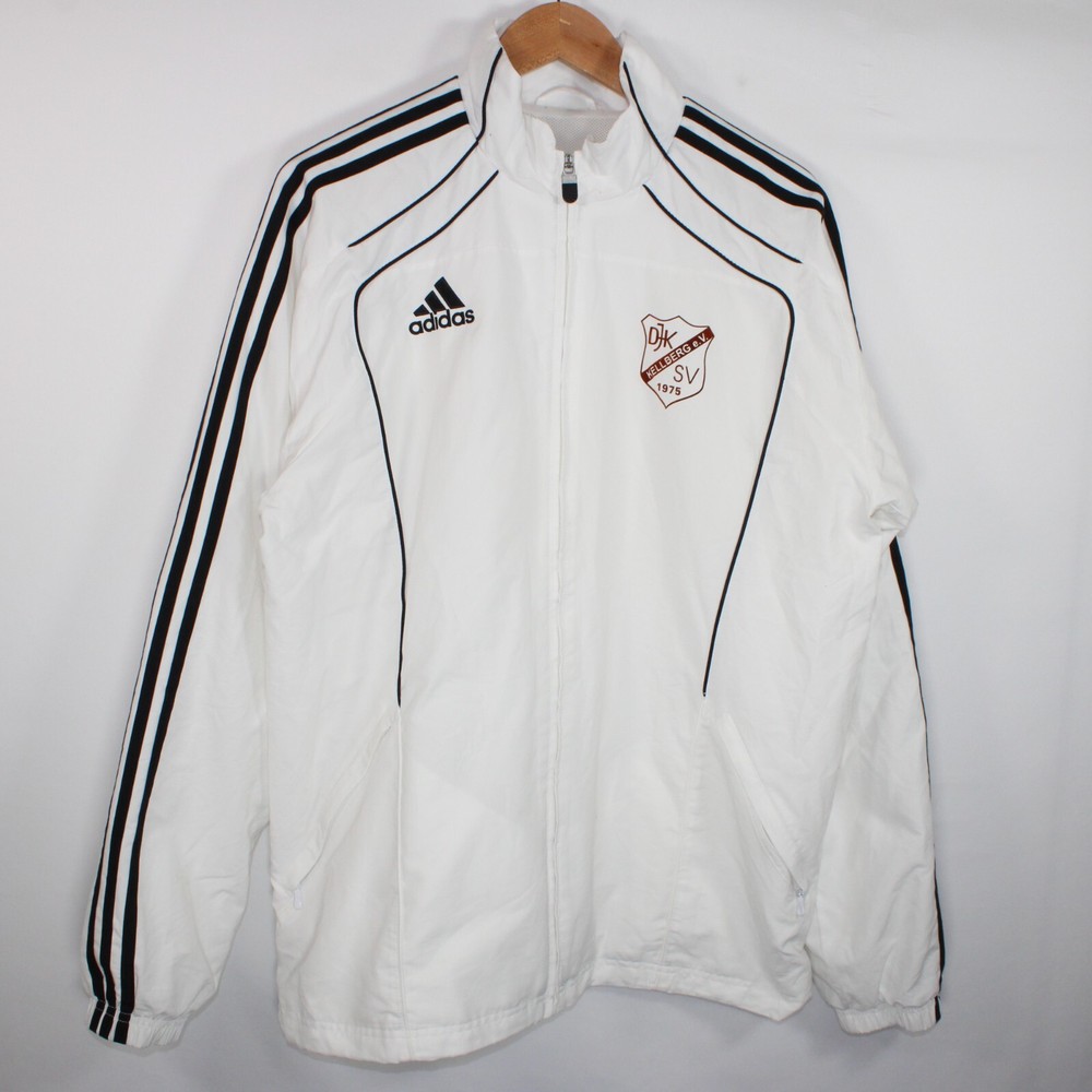 Adidas Kellberg E.V Germany Mens L White Polyester Football Jacket Windbreaker