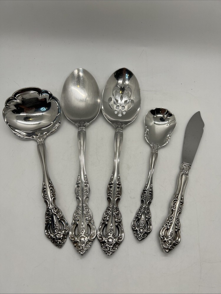 Oneida MICHELANGELO 5-Piece Stainless Steel Heirloom CUBE Serving Set with Ladle & Knife  