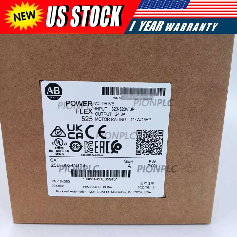 Allen Bradley 25B-D024N104 /A Powerflex 525 AC Drive 15HP Surpl US Free Tax