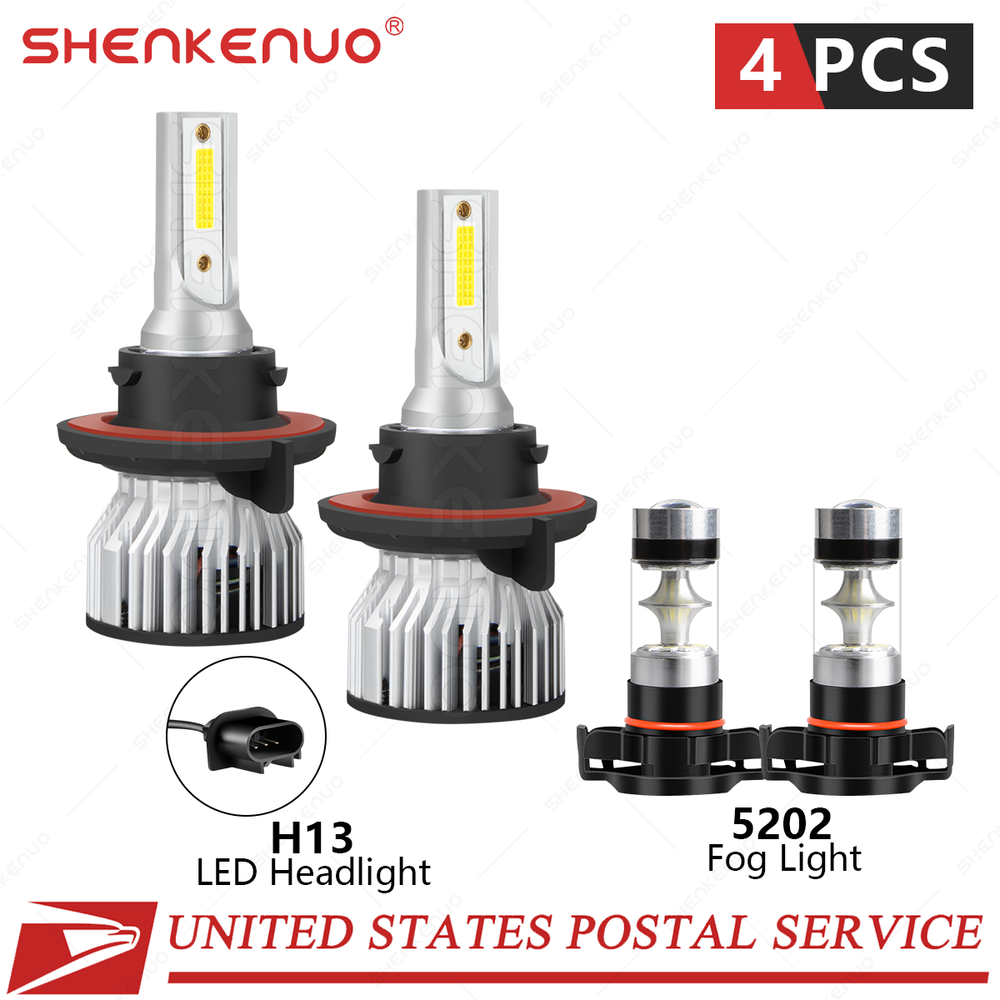 FOR Jeep Patriot 2010-2017 4x LED Headlight High/Low Beam + Fog Light Bulbs kit