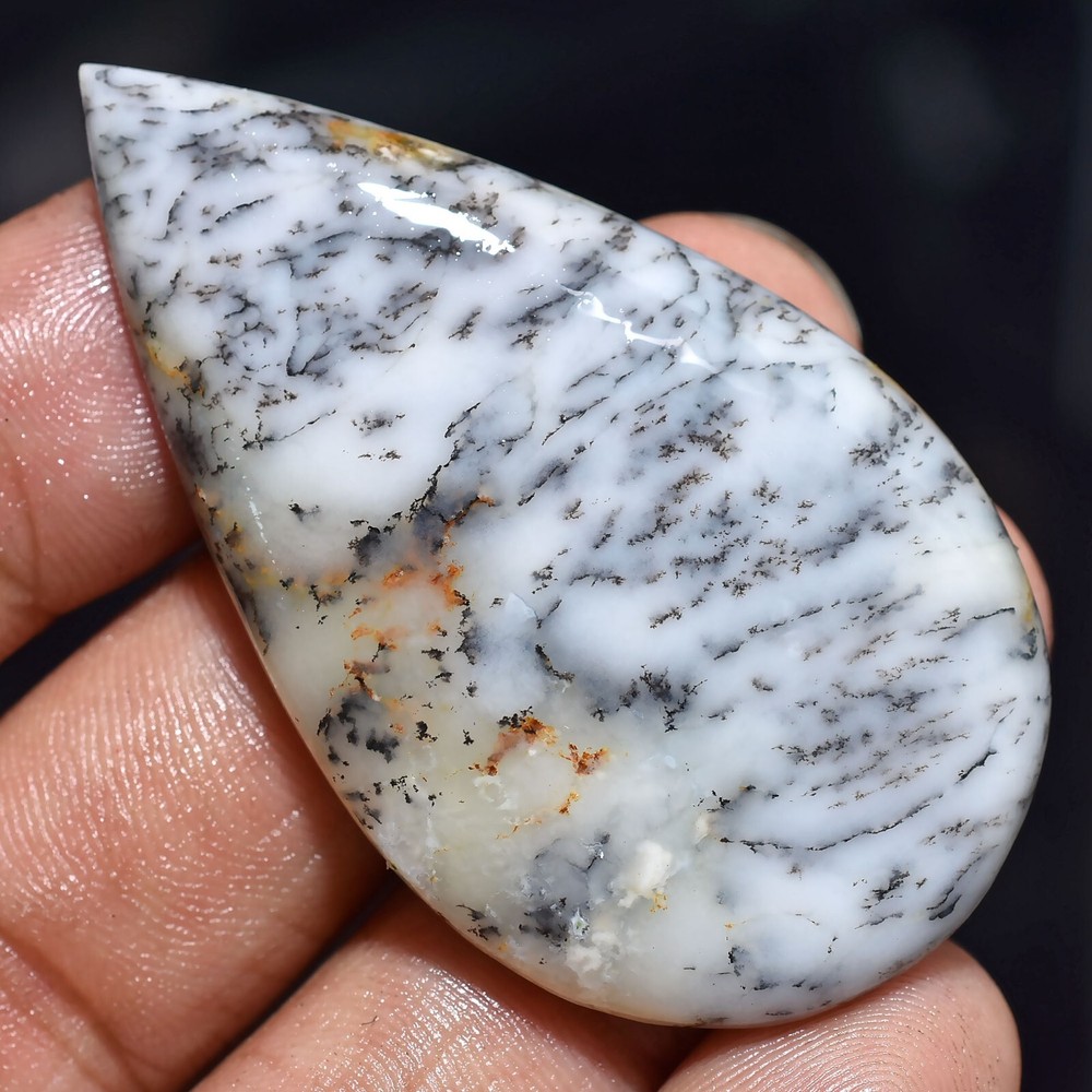 Teardrop Dendrite Opal Cabochon – 57ct Polished Flat Back Gemstone