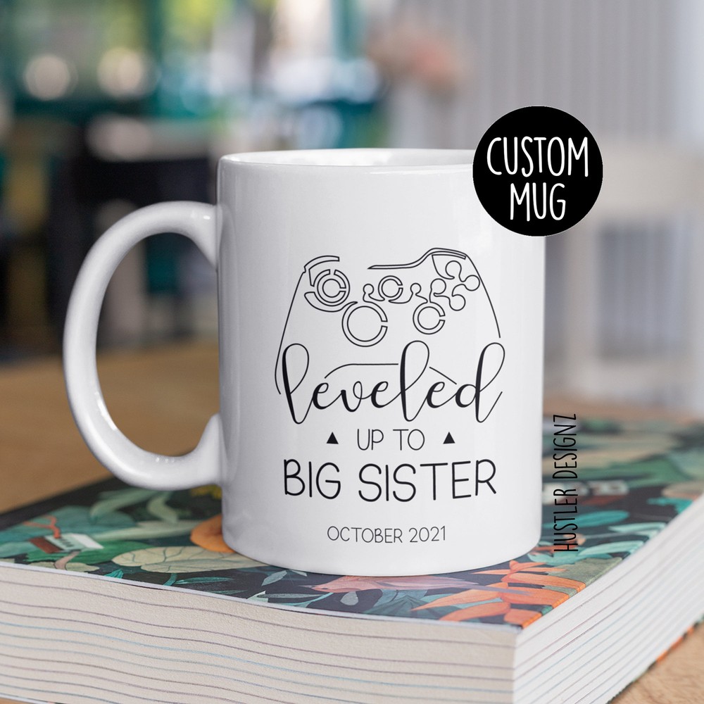 Leveled Up To Big Sister Personalized Mug Big Sister Gift Big Sister
