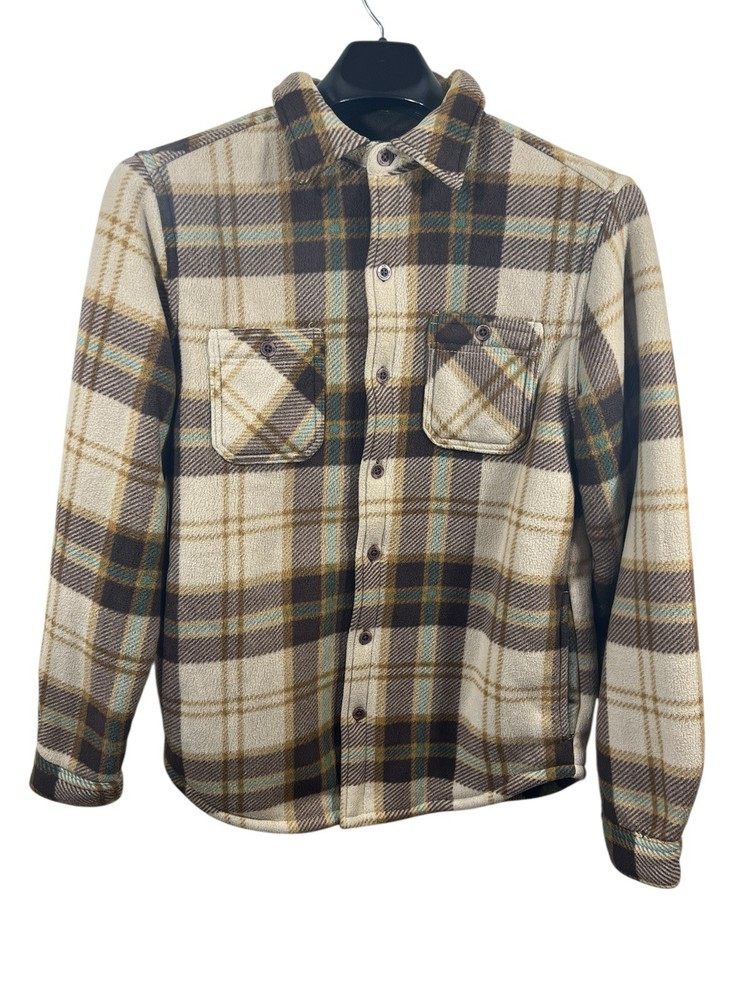 WP Weatherproof Shacket Mens S  Brown Plaid Button Up Sherpa Lined Pockets