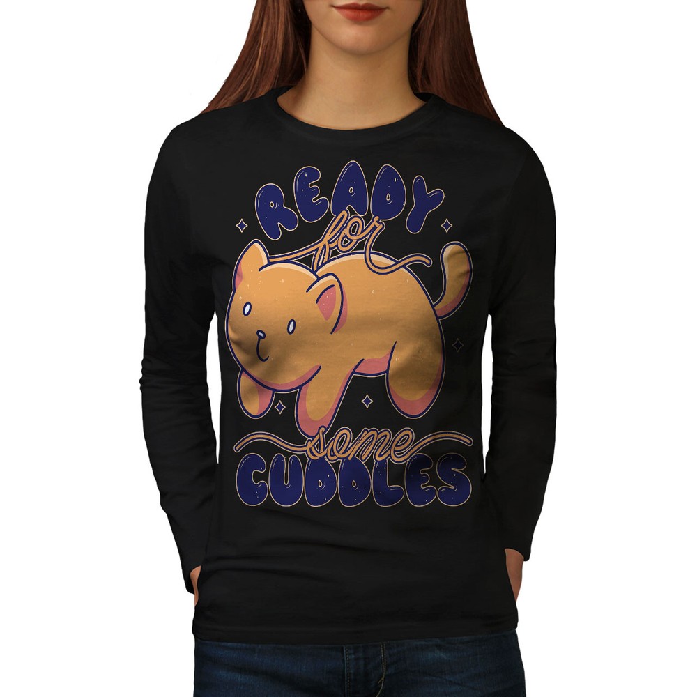 Wellcoda Ready For Some Cuddles Adorable Cartoon Womens Long Sleeve T-shirt
