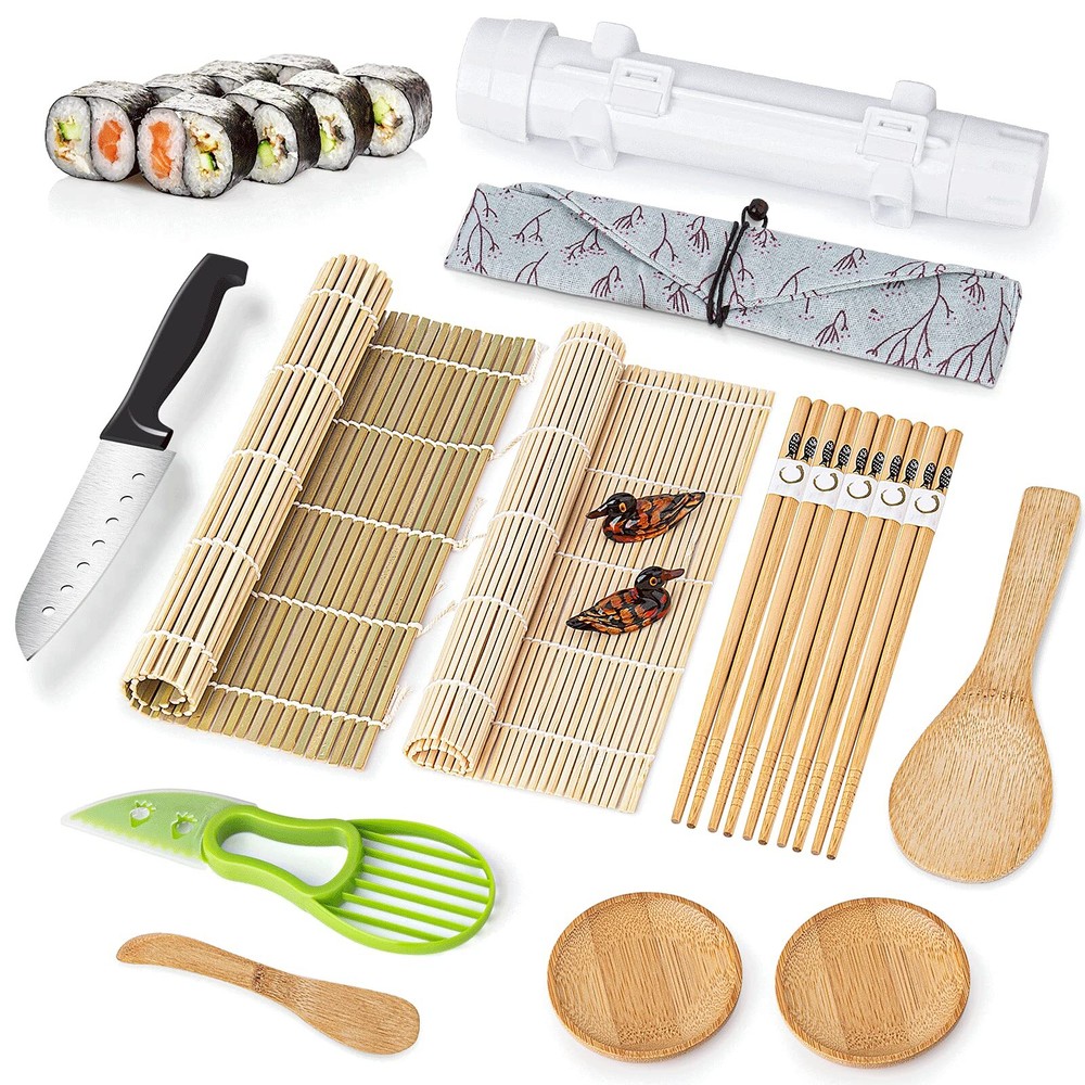 Sushi Making Kit, Roller Set, All One Maker with Bamboo Rolling Mat, Bazooka