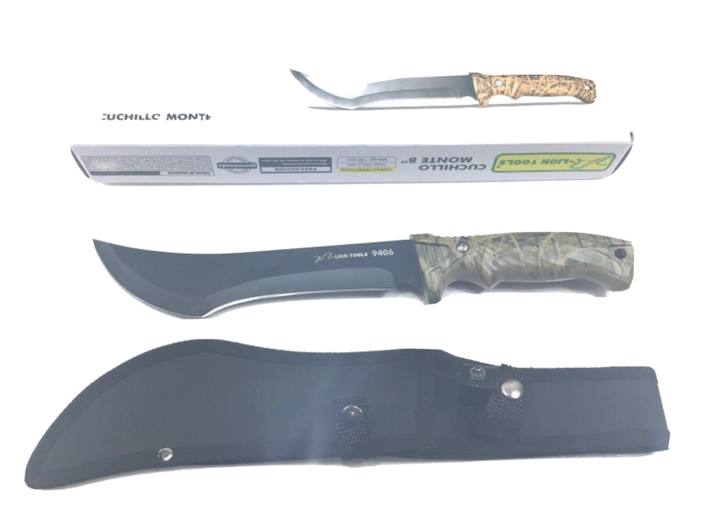 Cuchillo Monte 8” Knife w/ Nylon Sheath & Original Box 9406 By Lion Tools New