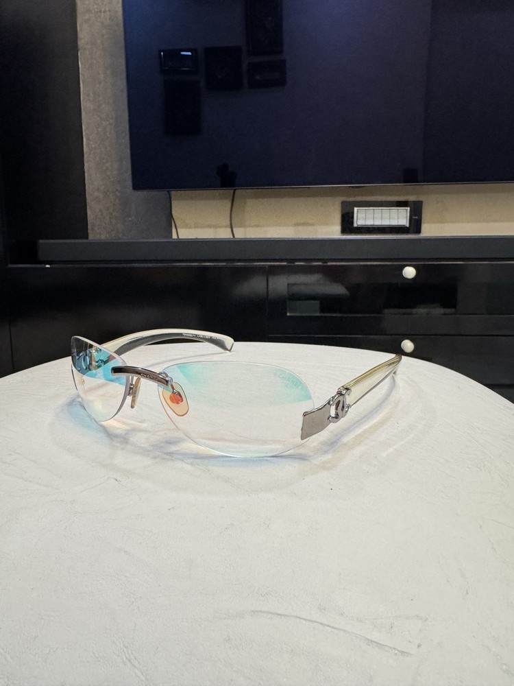 CHANEL Y2K CH 4037 Rimless Blue Red Flash Sunglasses 59mm Italy