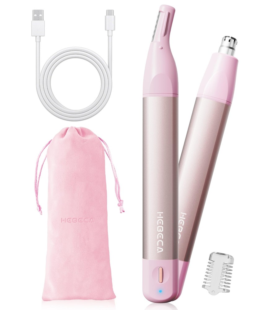 Nose Hair Trimmer for Women 2in1 Facial Hair Removal Trimmer - Metal Body, Re...