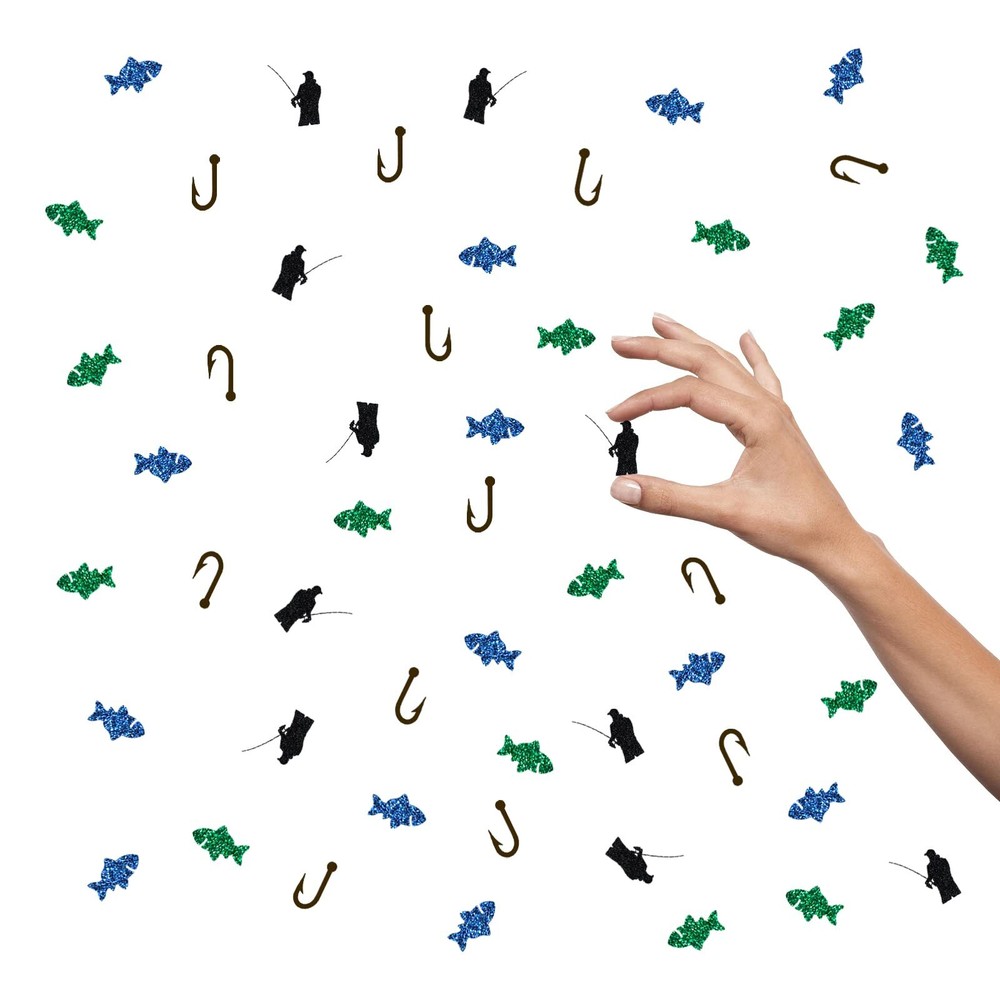 Kimini-Ki Fishing Table Confetti 100 Glitter Pieces Fisherman Theme Birthday Party Decor