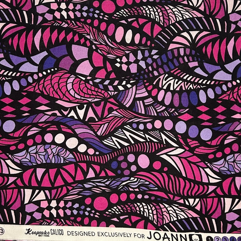 Pink & Purple Zentangle by Keepsake Calico - Over 1/2 Yard - Cotton