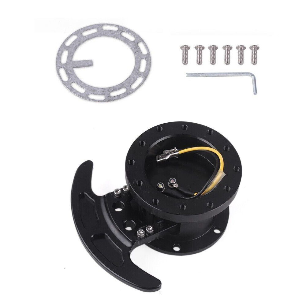 Black Flip Up Steering Wheel Hub Quick Release Hub Kit Removable Adapter New
